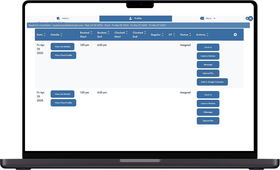 clock in and clock out