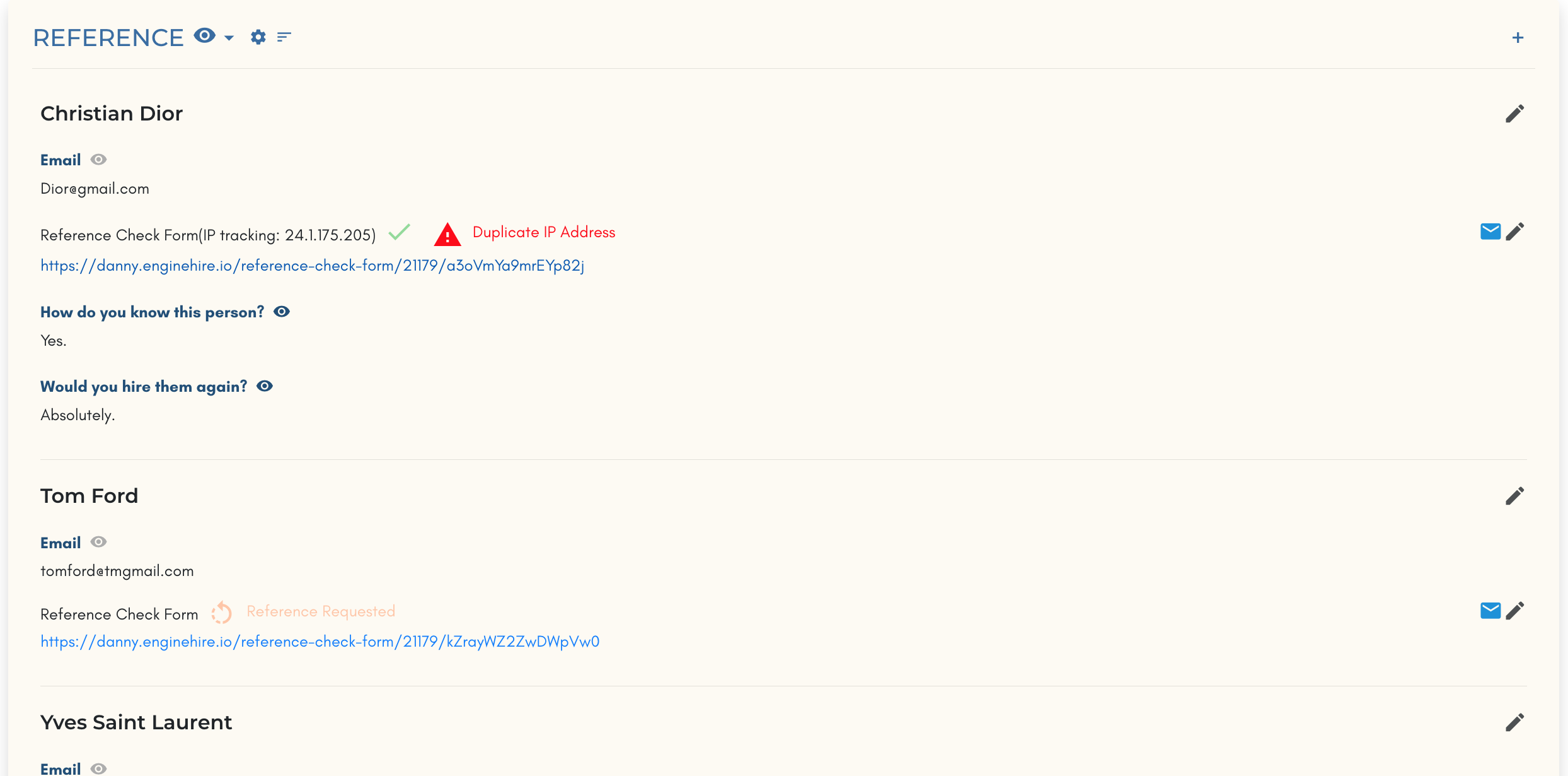 employee reference check