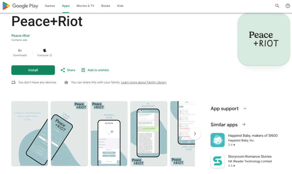UK Peace + Riot App Store Image Enginehire