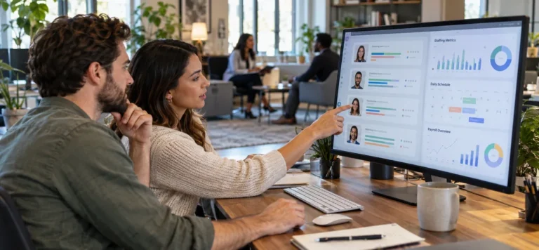 Recruiters using AI in recruitment to review candidate matches and staffing workflows