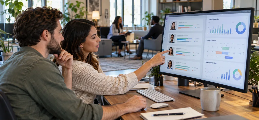 Recruiters using AI in recruitment to review candidate matches and staffing workflows